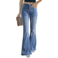 thumbnail image 1 of Chase Secret Womens Jeans High Waisted Stretchy Jeans Wide Leg Button Fly Bell Bottoms Flared Denim Pants Size 16, 1 of 3