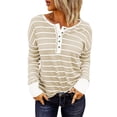 thumbnail image 1 of Chase Secret Tops for Women Long Sleeve Striped Button Up Tunic Shirts Loose Fit Sexy Henley Tee Blouses, 1 of 6