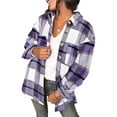 thumbnail image 1 of Chase Secret Womens Plaid Shirts Flannel Lapel Button Down Shacket Long Sleeve Jacket Coats, 1 of 5