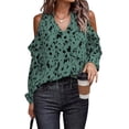 thumbnail image 1 of Chase Secret Womens Tops Sexy V Neck Off Shoulder Blouses Long Sleeve Leopard Print Shirts Lightweight Outfits, 1 of 6