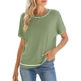 thumbnail image 1 of Chase Secret Womens Tops Summer Casual Crewneck Lightweight Knit Short Sleeve Blouse Shirts, 1 of 6