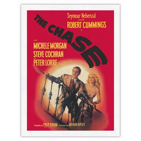 The Chase - Starring Michelle Morgan Steve Cochran Peter Lorre - Vintage Film Noir Movie Poster c.1946 - Japanese Unryu Rice Paper Art Print 24 x 32 in