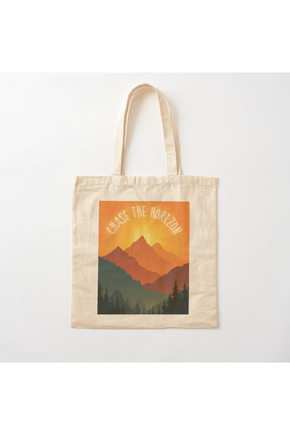 Chase The Horizon, Adventure Awaits Canvas Tote Bags, Reusable Shopping Bag