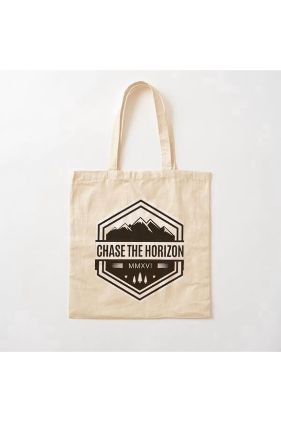 Chase The Horizon Signature Logo Canvas Tote Bags, Reusable Shopping Bag