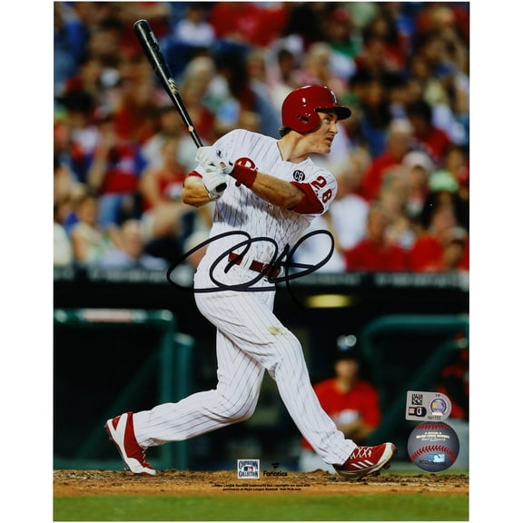 Chase Utley Philadelphia Phillies Autographed 8" x 10" White Swing Photograph - Fanatics Authentic Certified