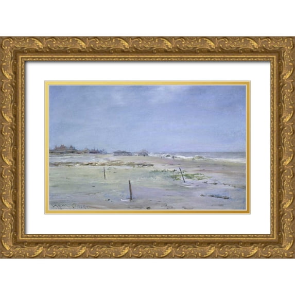 Chase, William Merritt 14x10 Gold Ornate Wood Framed with Double Matting Museum Art Print Titled - Along the Coast