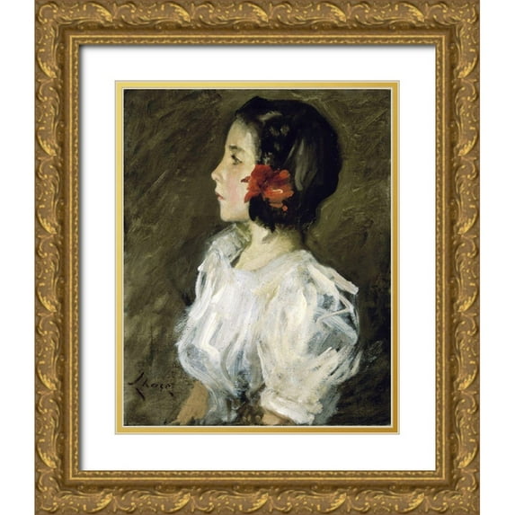 Chase, William Merritt 26x32 Gold Ornate Wood Framed with Double Matting Museum Art Print Titled - Dorothy