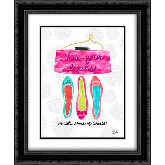 Chase Your Dreams Shoes 2x Matted 20x24 Black Ornate Framed Art Print by Studio Bella