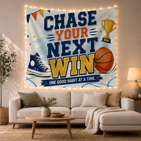 Chase Your Next Win Sports Quote Tapestry