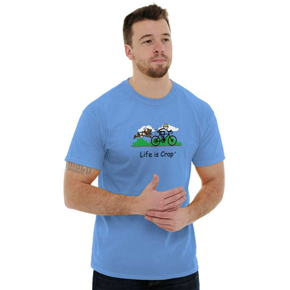 Chased By Dog Bicycle Biker Funny Men's Big & Tall Crewneck Graphic Tee Brisco Brands 3X