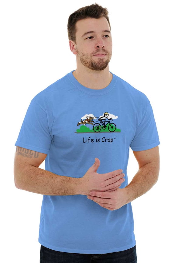 Chased By Dog Bicycle Biker Funny Men's Graphic T Shirt Tees Brisco Brands S