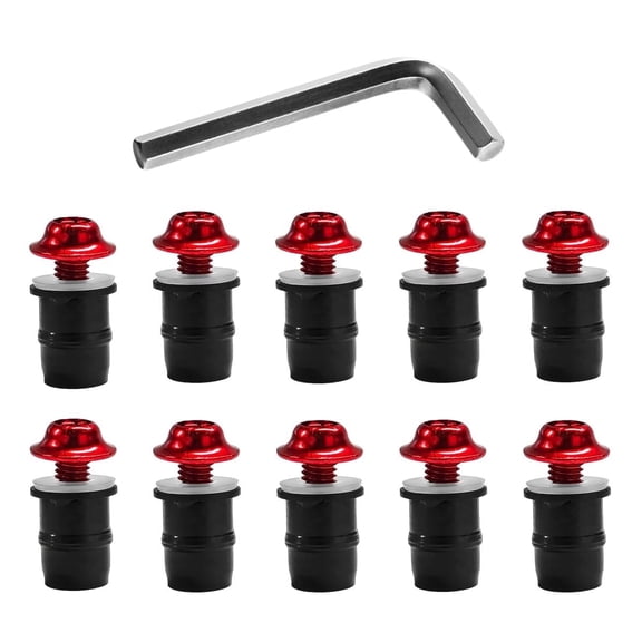 Chasenew 10 PCS Motorcycle Windshield Bolts Screws Kit, Premium Aluminum Alloy Motorbike Windscreen Body Fasteners, Universal Mounting Bolts with Hex Wrench for Motorcycle Fairings,Red