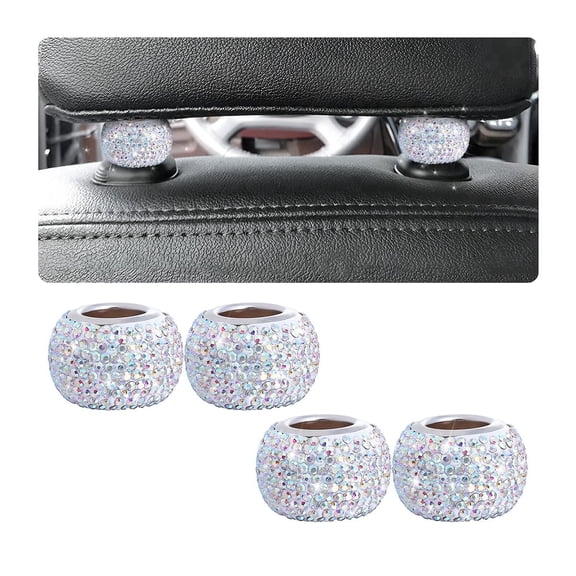 Chasenew 4 Pack Car Headrest Collars, Bling Car Head Rest Collars Rings Decor, Rhinestone Car Head Rest Collars, Diamond Interior Car Seat Accessory (Multicolour)