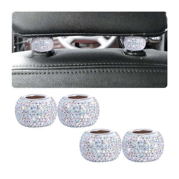 Chasenew 4 Pack Car Headrest Collars, Bling Car Head Rest Collars Rings Decor, Rhinestone Car Head Rest Collars, Diamond Interior Car Seat Accessory (Multicolour)