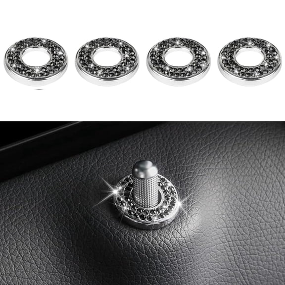 Chasenew 4Pack Bling Car Inner Door Lock Pull Stickers, Rhinestones Bling Car Pull Rod Bolt Decoration Covers Interior Car Accessories, for Mercedes-Benz A/B/C/E Class GLC GLA GLK GLA(Black)