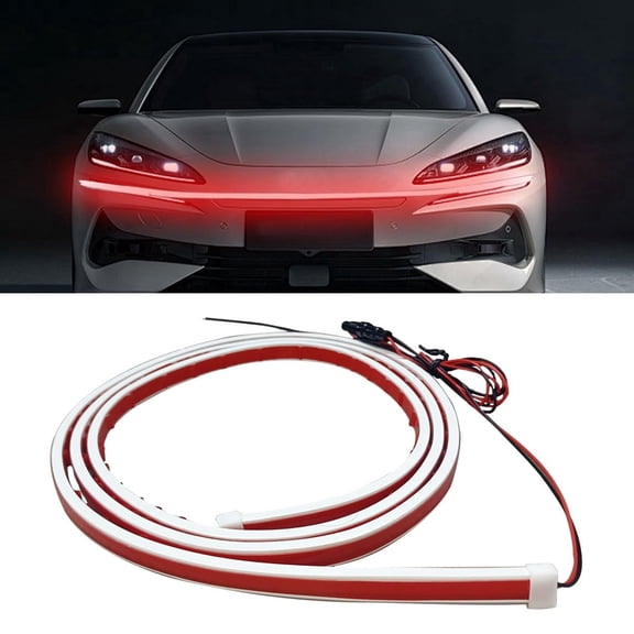Chasenew 71 Inch Exterior Car LED Hood Light Strip, 12V Dynamic Scan Start Up Daytime Running Light Strip, Waterproof Car LED Strip Light Flexible DRL Hoodbeam Lights Strips Kit for Cars Trucks SUVs