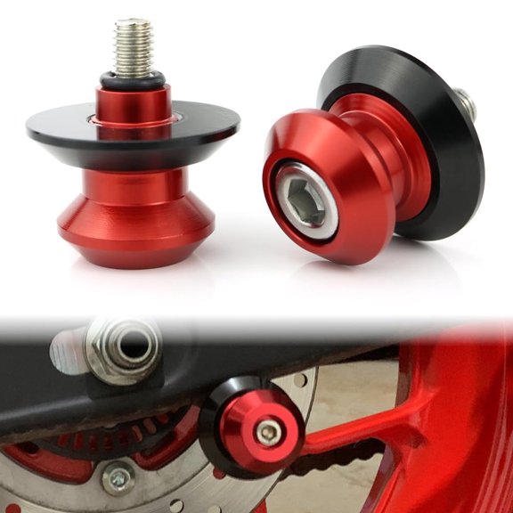 Chasenew M8 X1.25 Universal Motorcycle Swing Arm Spools Swing Arm Stand Screw Fit for GSX-R600/750/1000 SV CBR600RR/1000RR Z650/Z900/ZX-6R/ZX-10R Ninja400 (Red)