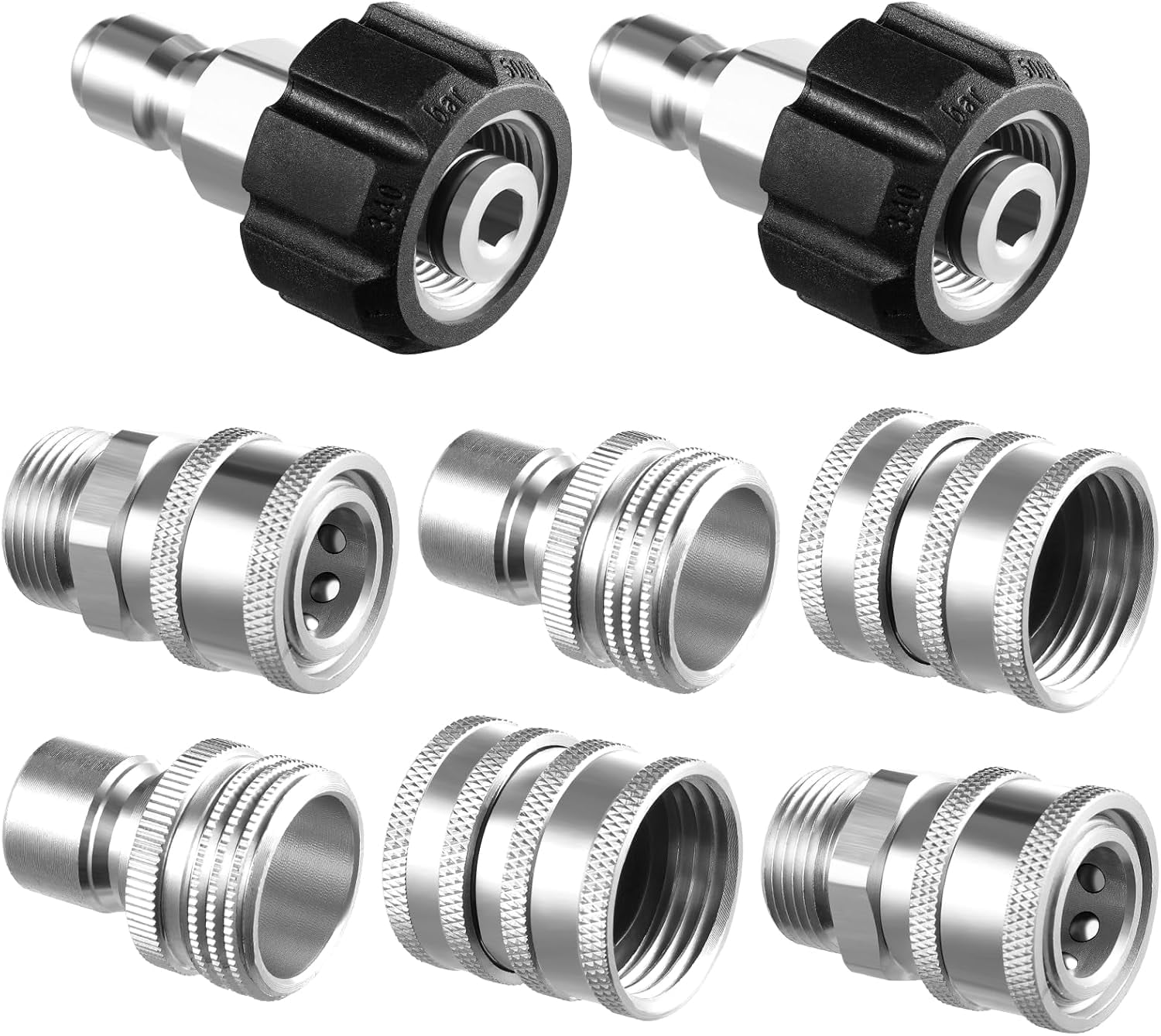 Chasenew Pressure Washer Adapter Set, Quick Disconnect Kit, M22 14 mm Quick Connect Swivel to 3/8'' Quick Connect Fittings, 3/4" to Quick Release (8 Sets)
