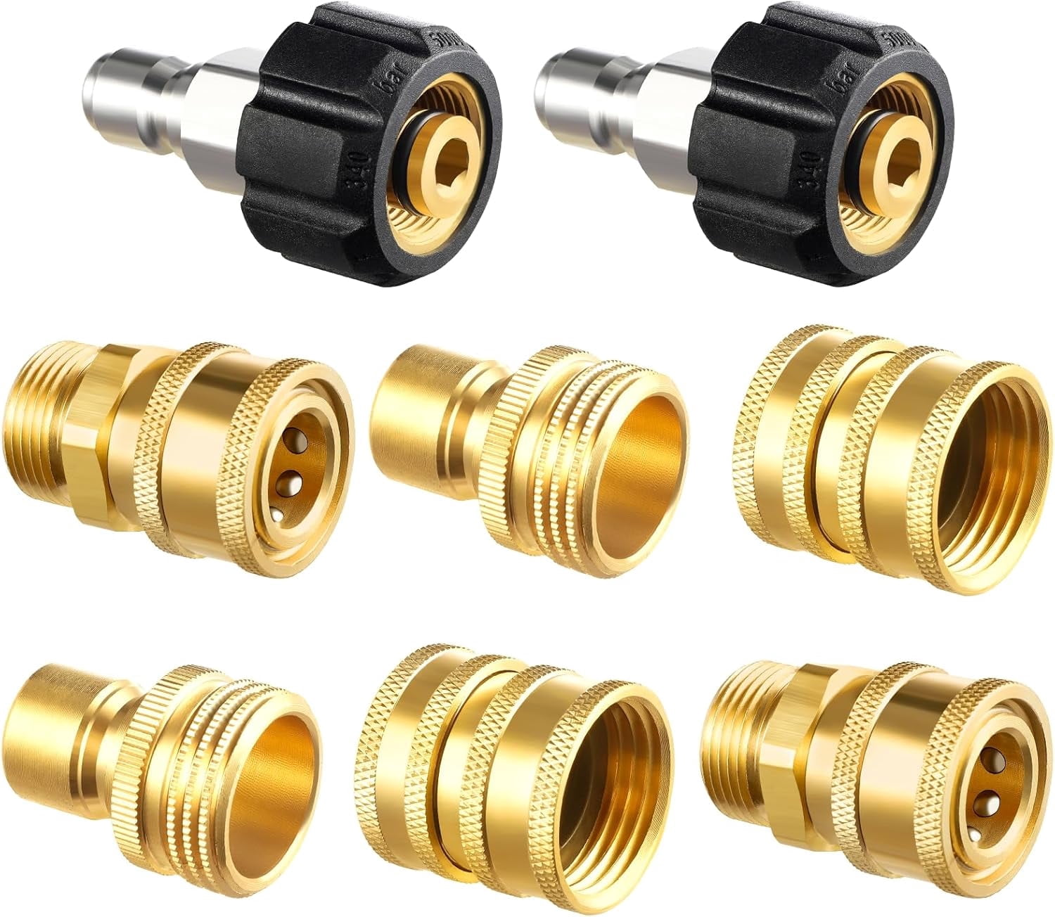 Chasenew Pressure Washer Adapter Set, Quick Disconnect Kit, M22 14 mm Quick Connect Swivel to 3/8'' Quick Connect Fittings, 3/4" to Quick Release (8 Sets)