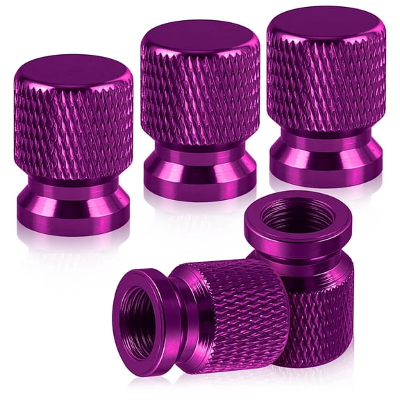 Chasenew Tire Valve Stem Caps Purple - 5 Pack Universal Stem Covers, Aluminum Alloy Corrosion Resistant Car Tire Caps, for Cars Trucks Motorcycles SUV