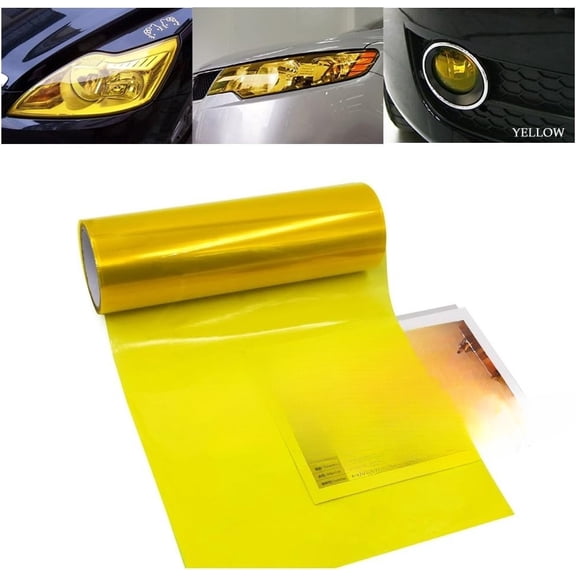 Chasenew Yellow Light Tint Film for Car Headlight Fog Tail Lights Tinted Vinyl Wrap Accessories Self Adhesive 48 inch x12 inch 2 pcs
