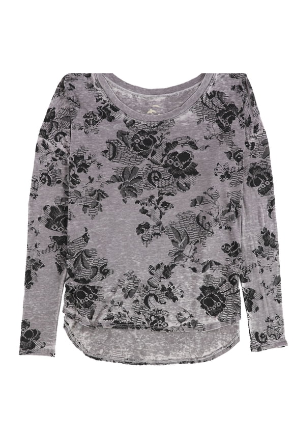 Womens Flowers Graphic T-Shirt, Purple, Medium