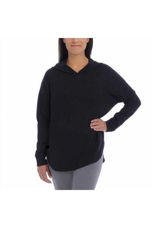 Womens Thermal Hoodie,True Black,Large