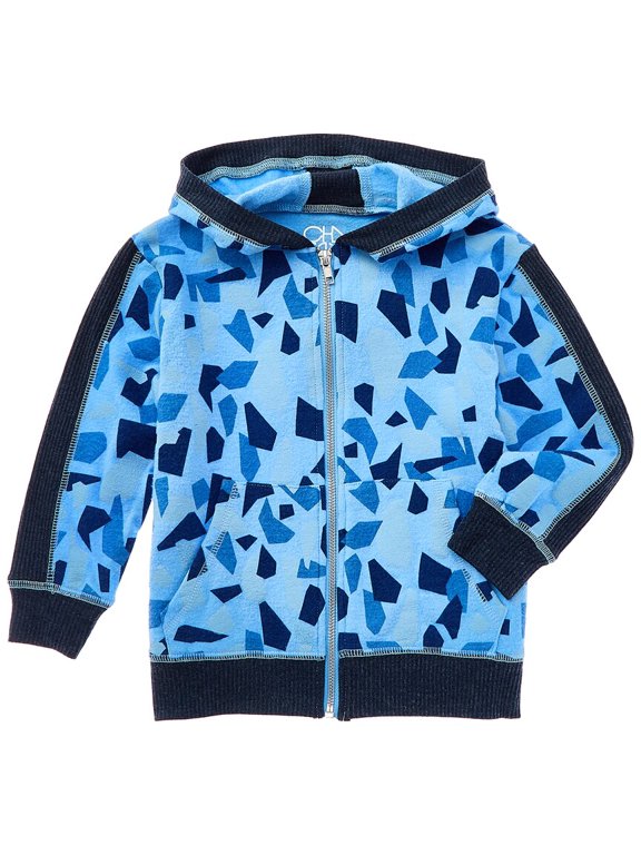 boys RPET Bliss Knit Paneled Zip-Up Hoodie, 8, Blue