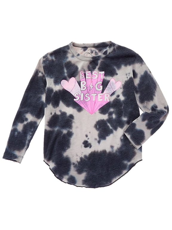 Kids Recycled Vintage Jersey Long Sleeve Shirttail Tee (Toddler/Little Kids) Black/White Crystal Wash 2T