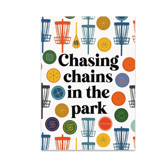 Chasing Chains in the Park - Disc Golf Enthusiast - 13x19 Poster Print
