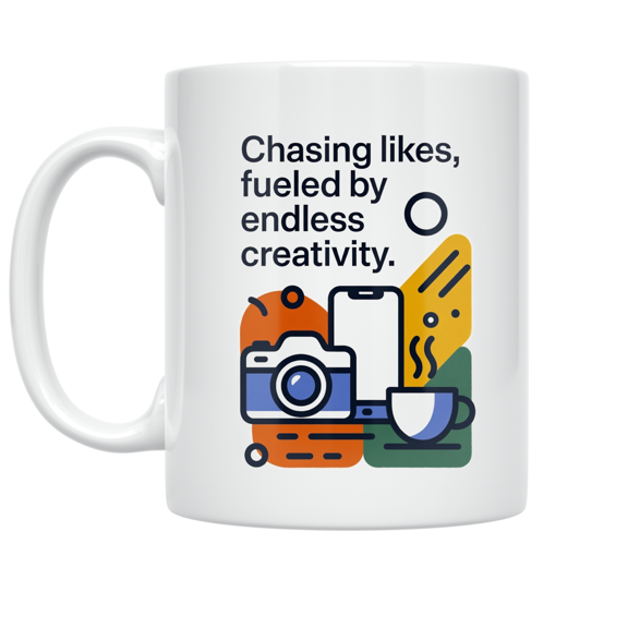 Chasing Likes Fueled by Endless Creativity - Content Creator - 11 oz Ceramic Coffee Mug