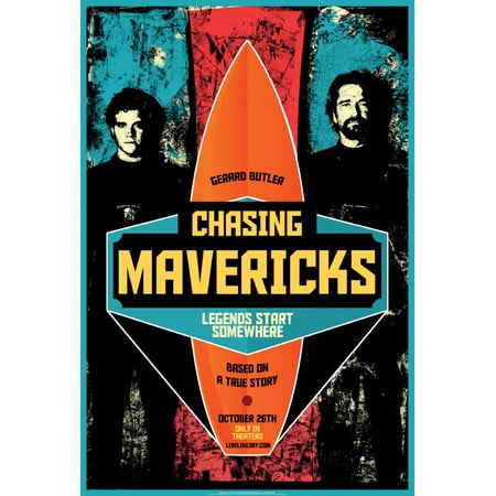 Chasing Mavericks Movie Poster 24Inx36In Poster 24x36 Multi-Color Square Adults Poster Time