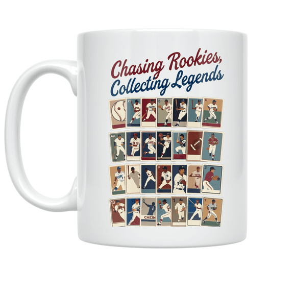 Chasing Rookies Collecting Legends - Sports Card Collector - 11 oz Ceramic Coffee Mug