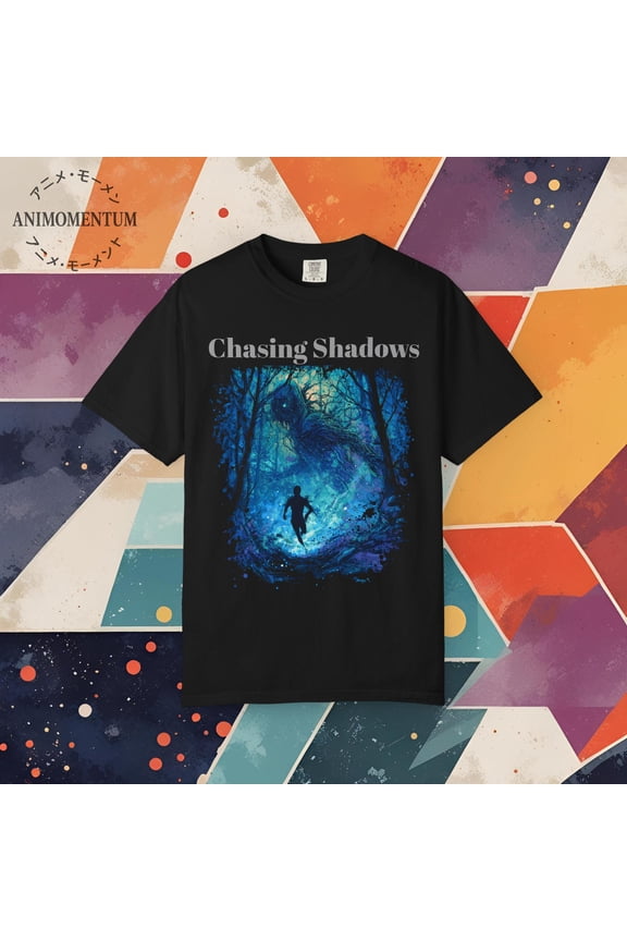 Chasing Shadows T-Shirt, Dark Fantasy Forest Graphic Tee, Surreal Horror Aesthetic Shirt, Gothic Night Escape Streetwear