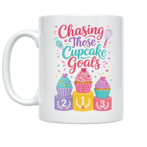 Chasing Those Cupcake Goals - Baking Enthusiast - 11 oz Ceramic Coffee Mug