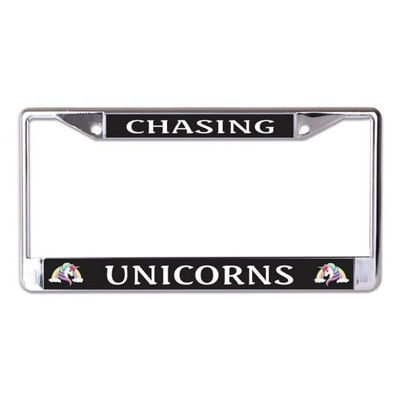 Chasing Unicorns Chrome License Plate Frame
