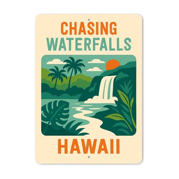 Chasing Waterfalls Hawaii Sign - 10" x 14"