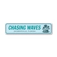 thumbnail image 1 of Chasing Waves Jacksonville Florida Surf Aluminum Metal Decor Sign - 4x18 inches, 1 of 4