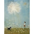 thumbnail image 1 of Chasing the Giant Dandelion Dream Artwork Giant Wish Oil Painting Kids Bedroom Child and Pet Dog in Daisy Field Extra Large XL Wall Art Poster Print, 1 of 4