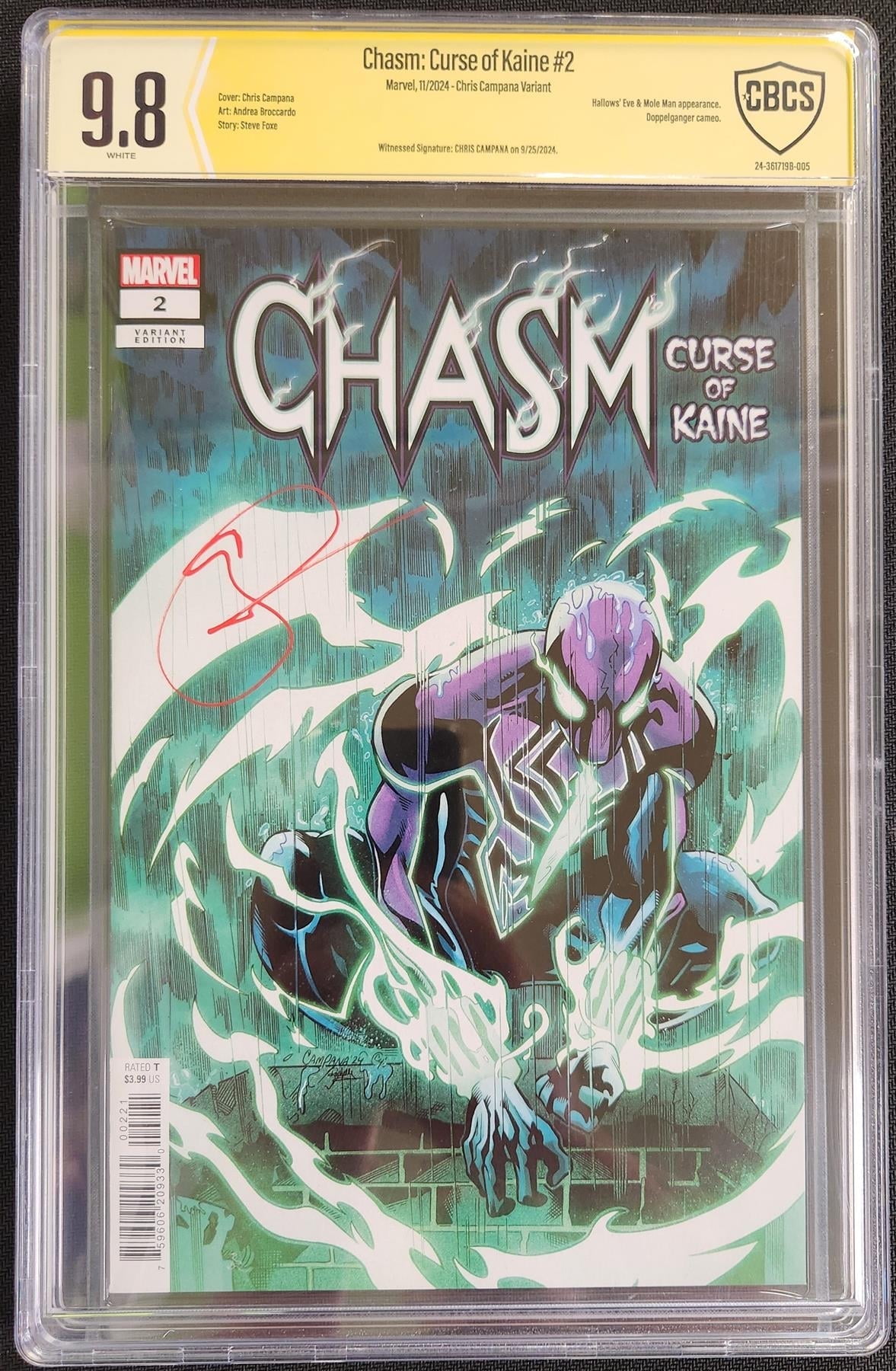 Chasm Curse of Kaine #2 Marvel 2024 CBCS Signature