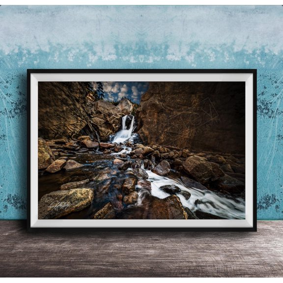 Chasm Falls Waterfall Poster For Rocky Mountain Stream Decor
