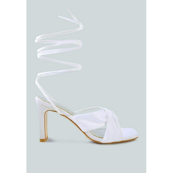 Chasm Satin Ruched Strap Tie Up Sandals