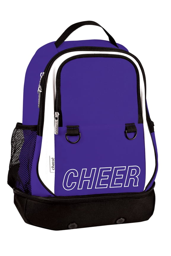 Challenger Cheer Backpack B572 – 600 Denier Polyester Bag with Bottom Shoe Compartment, Padded Straps and Mesh Side Pockets – 20 x 16 x 6 Inches
