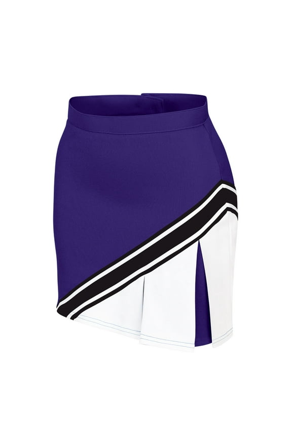 Chassé Cheerleading Uniform Skirt for Girls - Blaze Boost, Fitted Asymmetrical Pleat Cheerleader Outfit (YM, Purple/White/Black)