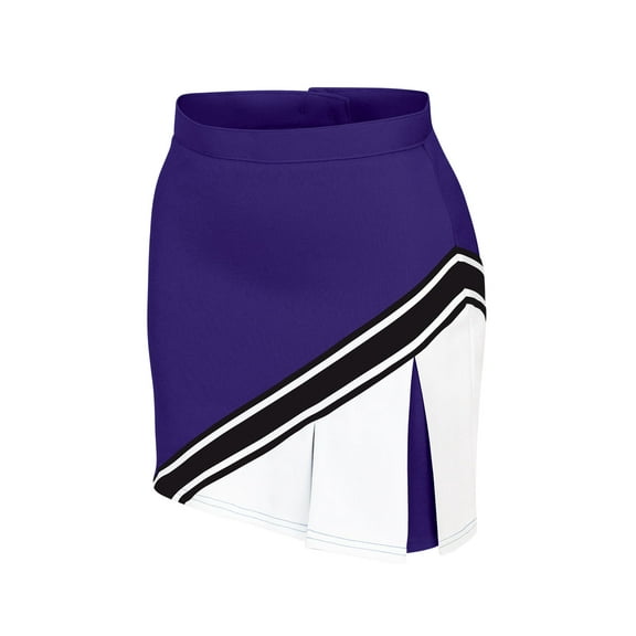 Chassé Cheerleading Uniform Skirt for Girls - Blaze Boost, Fitted Asymmetrical Pleat Cheerleader Outfit (YS, Purple/White/Black)