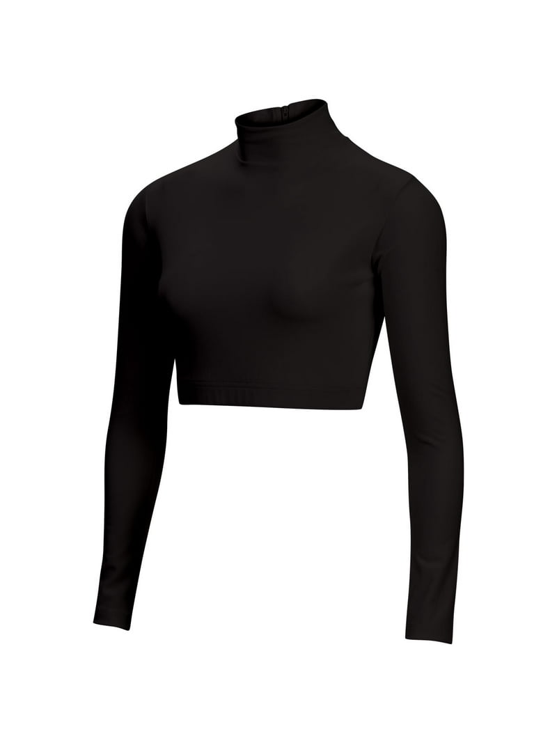 Chass Girls Long Sleeve Cropped Bodysuit, Mock Neck Cheerleading