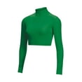 thumbnail image 1 of Chassé Girls Long Sleeve Cropped Bodysuit, Mock Neck Cheerleading Shirt Adult Sizes (Kelly Green, M), 1 of 5