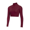 thumbnail image 1 of Chassé Girls Long Sleeve Cropped Bodysuit, Mock Neck Cheerleading Shirt Adult Sizes (Maroon, M), 1 of 6
