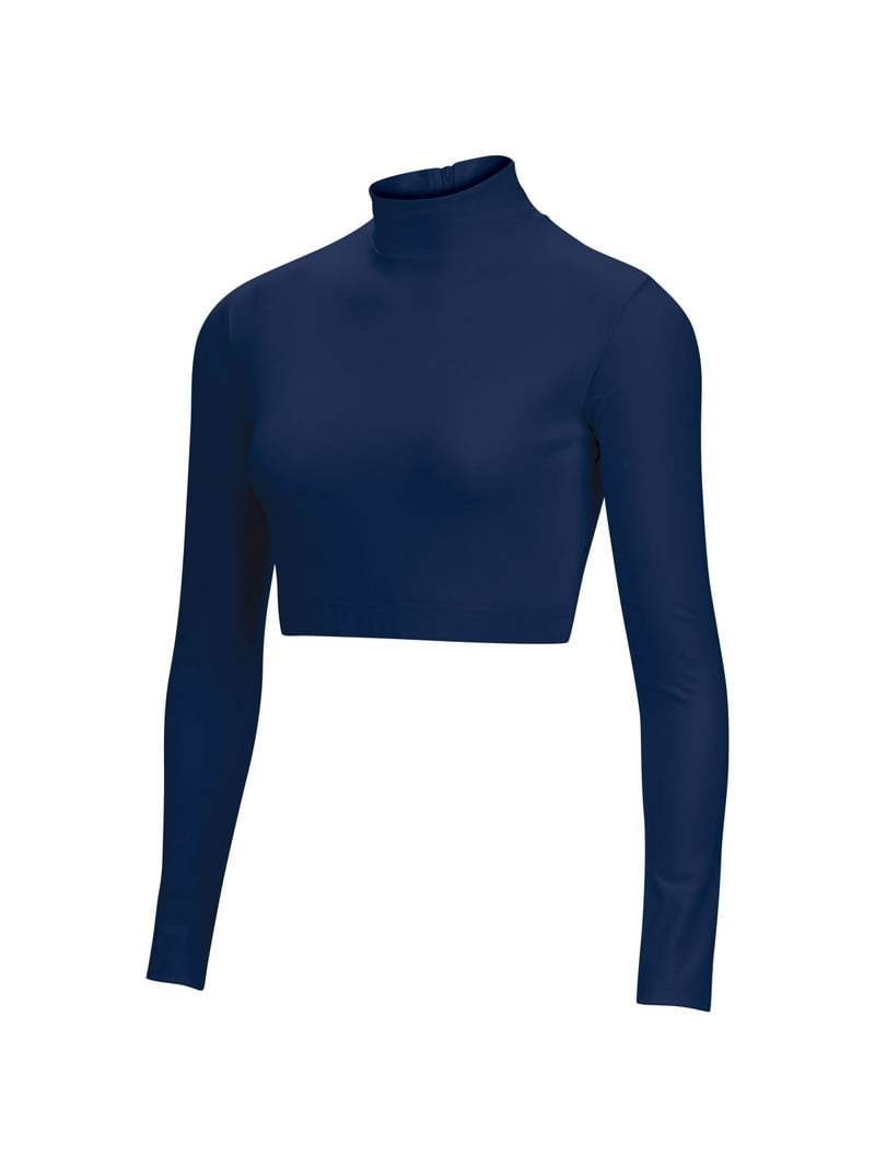 Chassé Girls Long Sleeve Cropped Bodysuit, Mock Neck Cheerleading