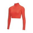 thumbnail image 1 of Chassé Girls Long Sleeve Cropped Bodysuit, Mock Neck Cheerleading Shirt Adult Sizes (Orange, XS), 1 of 5